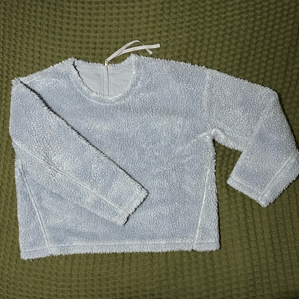 Lululemon Light Blue Textured Slightly Cropped Sweater - Picture 1 of 8
